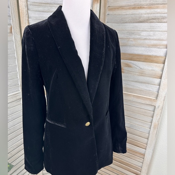 J Crew NWOT Vivenne Black Velvet Blazer Fitted Tailored Jacket Size 2 Classic - Picture 2 of 10
